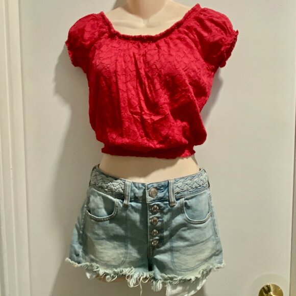 Aeropostale Y2K Fairy Boho Preppy Coquette Cottage Rococo Crop Laced Top Blouse - Picture 1 of 7